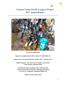 Yakama Nation Pacific Lamprey Project 2017 Annual Report