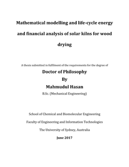 Mathematical Modelling and Life-Cycle Energy and Financial Analysis Of