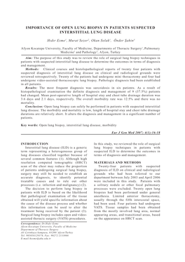 Importance of Open Lung Biopsy in Patients Suspected Interstitial Lung Disease