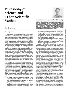 Philosophy of Science and "The" Scientific Method