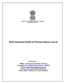 Brief Industrial Profile of Thrissur District 2017-18