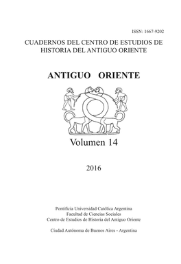 Antiguo Oriente Vol. 14 2016