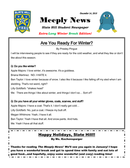 Meeply News Slate Hill Student Newspaper