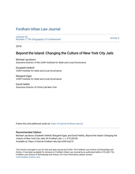 Changing the Culture of New York City Jails
