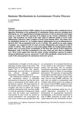 Immune Mechanisms in Autoimmune Ocular Disease