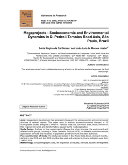 Megaprojects - Socioeconomic and Environmental Dynamics in D