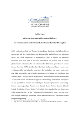 Die Internationale Und Intermediale Thomas Bernhard-Rezeption