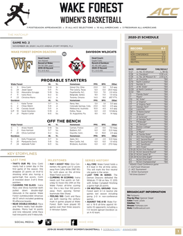 Women's Basketball Page 1/1 Combined Team Statistics As of Nov 27, 2020 All Games