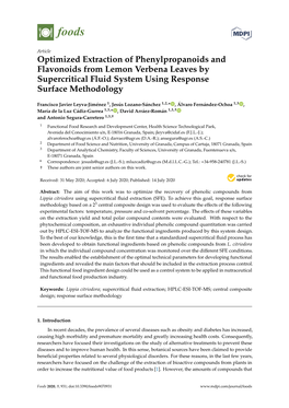 Optimized Extraction of Phenylpropanoids and Flavonoids from Lemon Verbena Leaves by Supercritical Fluid System Using Response Surface Methodology