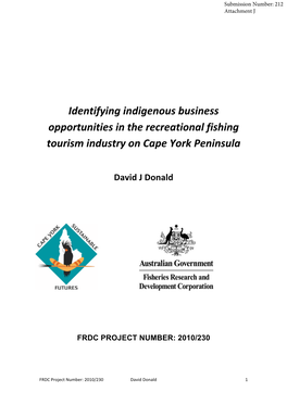 Identifying Indigenous Business Opportunities in the Recreational Fishing Tourism Industry on Cape York Peninsula
