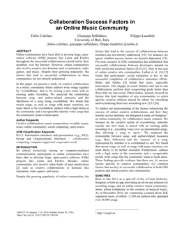 Collaboration Success Factors in an Online Music Community