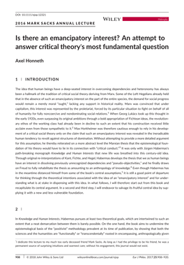 Is There an Emancipatory Interest? an Attempt to Answer Critical Theory's Most Fundamental Question