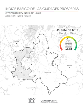 Índice Básico De Las Ciudades Prósperas City Prosperity Index, Cpi • 2018 Medición • Nivel Básico