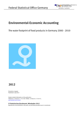 The Water Footprint of Food Produkts in Germany 2000