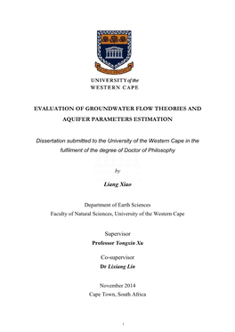 Evaluation of Groundwater Flow Theories and Aquifer Parameters Estimation