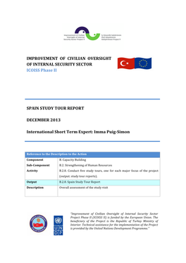 IMPROVEMENT of CIVILIAN OVERSIGHT of INTERNAL SECURITY SECTOR ICOISS Phase II