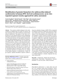 Identification of Genomic Biomarkers for Anthracycline