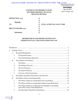 Case 4:14-Cv-01698 Document 737 Filed on 07/19/17 in TXSD Page 1