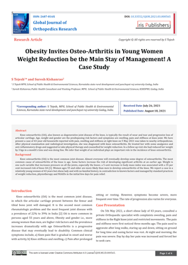 Obesity Invites Osteo-Arthritis in Young Women Weight Reduction Be the Main Stay of Management! a Case Study