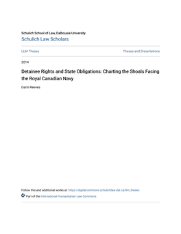 Detainee Rights and State Obligations: Charting the Shoals Facing the Royal Canadian Navy