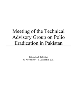 Meeting of the Technical Advisory Group on Polio Eradication in Pakistan