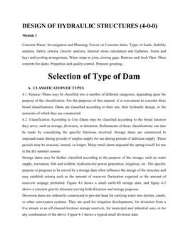 Selection of Type of Dam