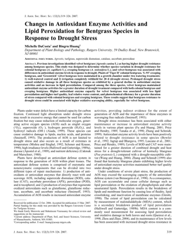 Changes in Antioxidant Enzyme Activities and Lipid Peroxidation for Bentgrass Species in Response to Drought Stress