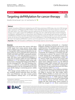 Targeting Deparylation for Cancer Therapy Muzafer Ahmad Kassab1, Lily L