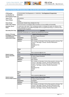 Clinical Trial Details (PDF Generation Date :- Sun, 03 Oct 2021 02:07:07 GMT)