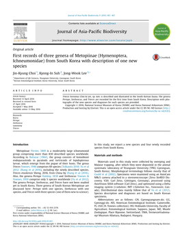 First Records of Three Genera of Metopiinae (Hymenoptera, Ichneumonidae) from South Korea with Description of One New Species