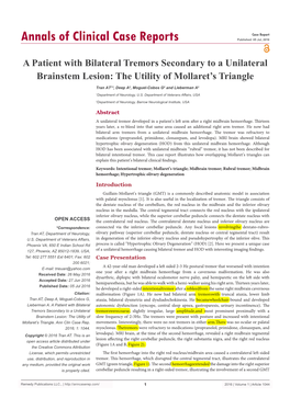 A Patient with Bilateral Tremors Secondary to a Unilateral Brainstem Lesion: the Utility of Mollaret’S Triangle