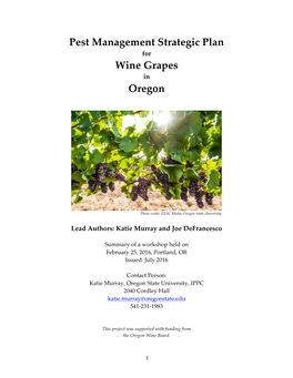 PMSP for Wine Grapes in Oregon