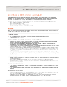 Creating a Rehearsal Schedule