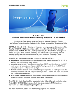 HTC U11 Life: Premium Innovations Without Putting a Squeeze on Your Wallet