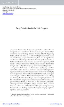 Party Polarization in the U.S. Congress