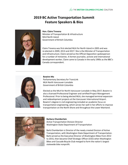 2019 BC Active Transportation Summit Feature Speakers & Bios