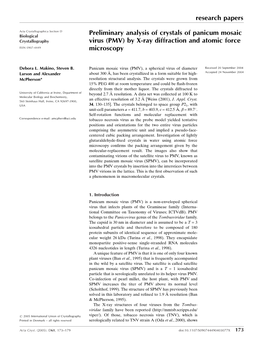 Preliminary Analysis of Crystals of Panicum Mosaic Virus