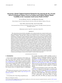 Downloaded 09/28/21 11:20 AM UTC 8518 JOURNAL of CLIMATE VOLUME 30