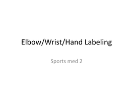 Elbow/Wrist/Hand Labeling