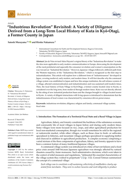 Industrious Revolution” Revisited: a Variety of Diligence Derived from a Long-Term Local History of Kuta in Kyô-Otagi, a Former County in Japan