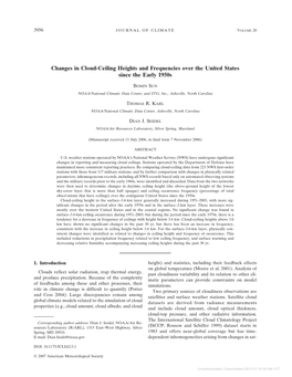 Changes in Cloud-Ceiling Heights and Frequencies Over the United States Since the Early 1950S