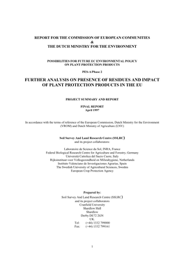 Further Analysis of Presence of Residues and Impact of Plant