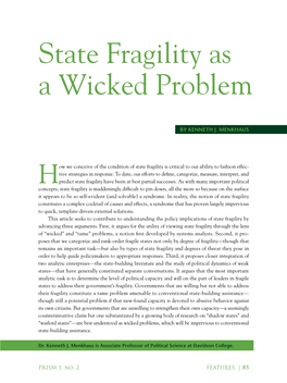 State Fragility As a Wicked Problem