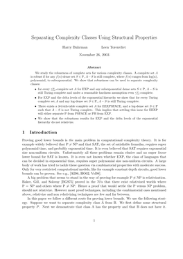 Separating Complexity Classes Using Structural Properties