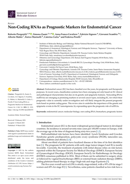 Non-Coding Rnas As Prognostic Markers for Endometrial Cancer