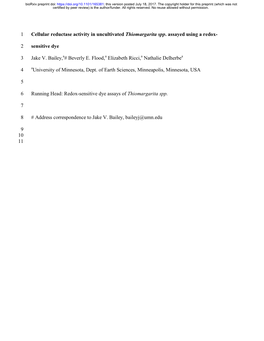 Cellular Reductase Activity in Uncultivated Thiomargarita Spp