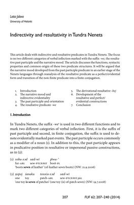 Indirectivity and Resultativity in Tundra Nenets