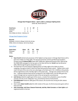 Postgame Notes – April 2, 2021 Vs