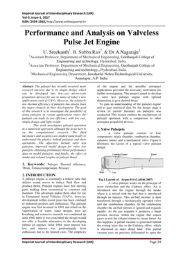 Performance and Analysis on Valveless Pulse Jet Engine U