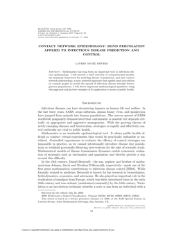 Contact Network Epidemiology: Bond Percolation Applied to Infectious Disease Prediction and Control